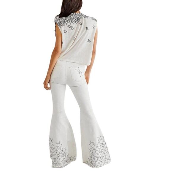 Free People x Zandra Rhodes Just Float On Flare Jeans size 30 - Picture 4 of 11